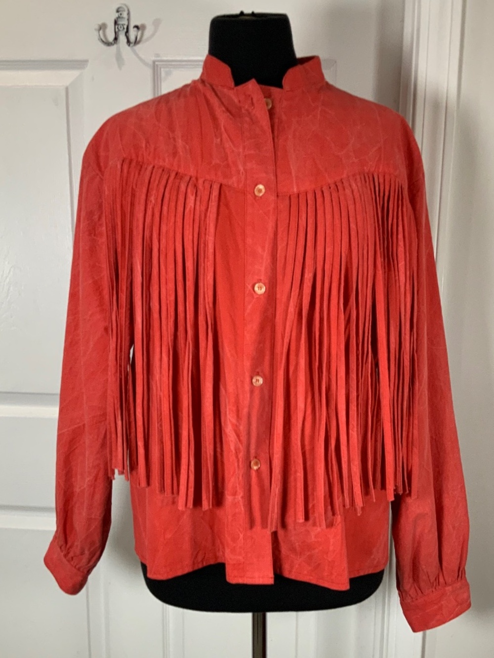 Western Fringe Shirt Jacket Red Liz & Parker Cowgirl Rodeo Cotton Size Large
